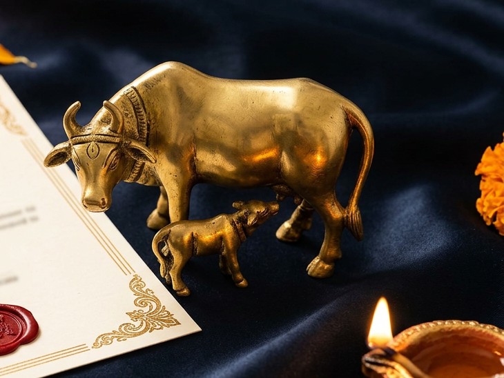 Token cow and calf figurine