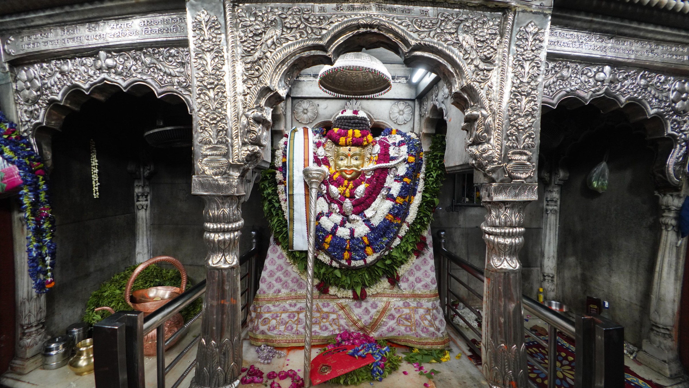 The silver-adorned shrine of Shri Kaal Bhairav, the Kotwal of Kashi